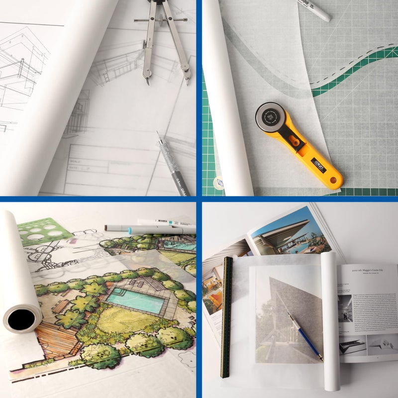 ALVIN 55W-C Lightweight Tracing Paper Roll, White, Suitable with Ink, Charcoal, Felt Tip Pen, for Sketching or Detailing - 18 Inches, 20 Yards, 1-inch Core - Image 5